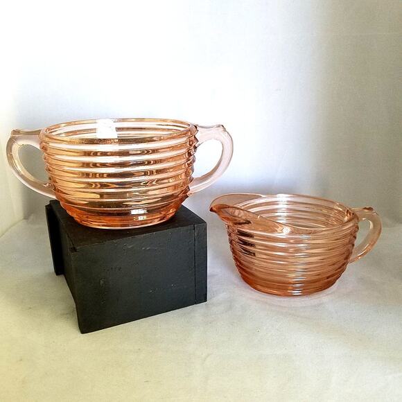 Anchor Hocking Dining Vintage Anchor Hocking Manhattan Pink Ribbed